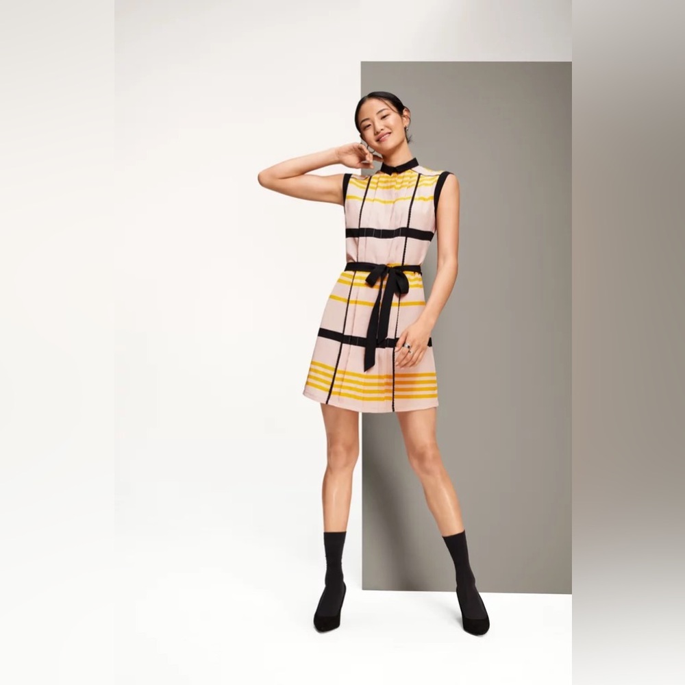 Jason Wu for Target Blush Striped Sleeveless Collared Pleated Shift Mini Dress